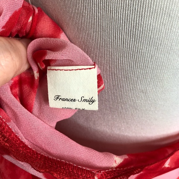 NWT Frances Smily Silk Pink and Red Roses Chemise - Picture 5 of 6